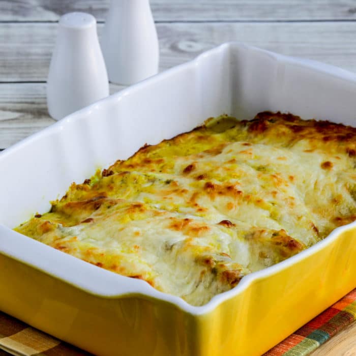 Cheesy Curry Chicken Bake square image of finished chicken in baking dish
