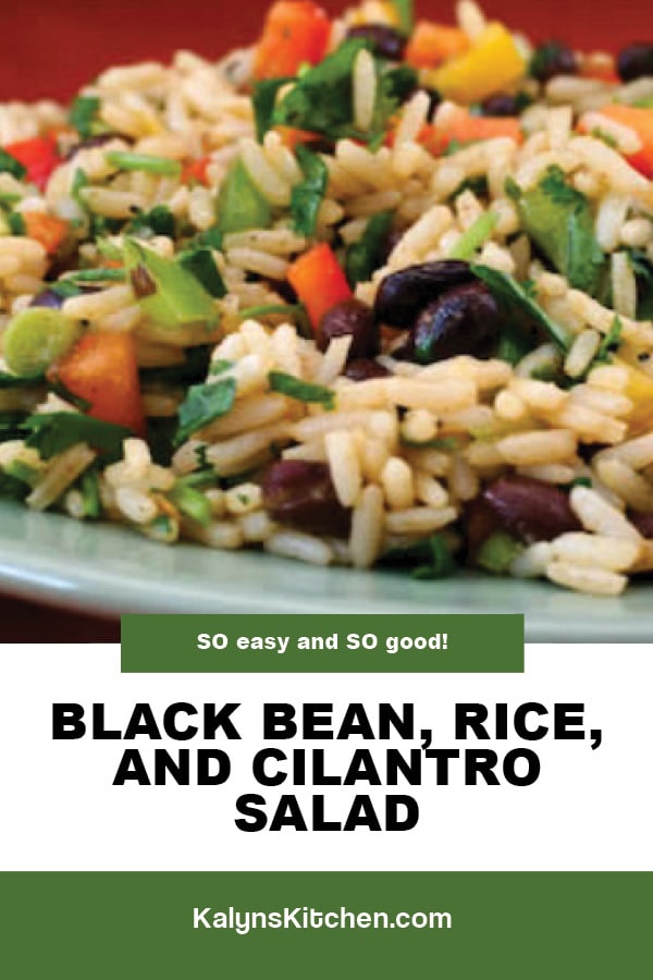 Pinterest image of Black Bean, Rice, and Cilantro Salad