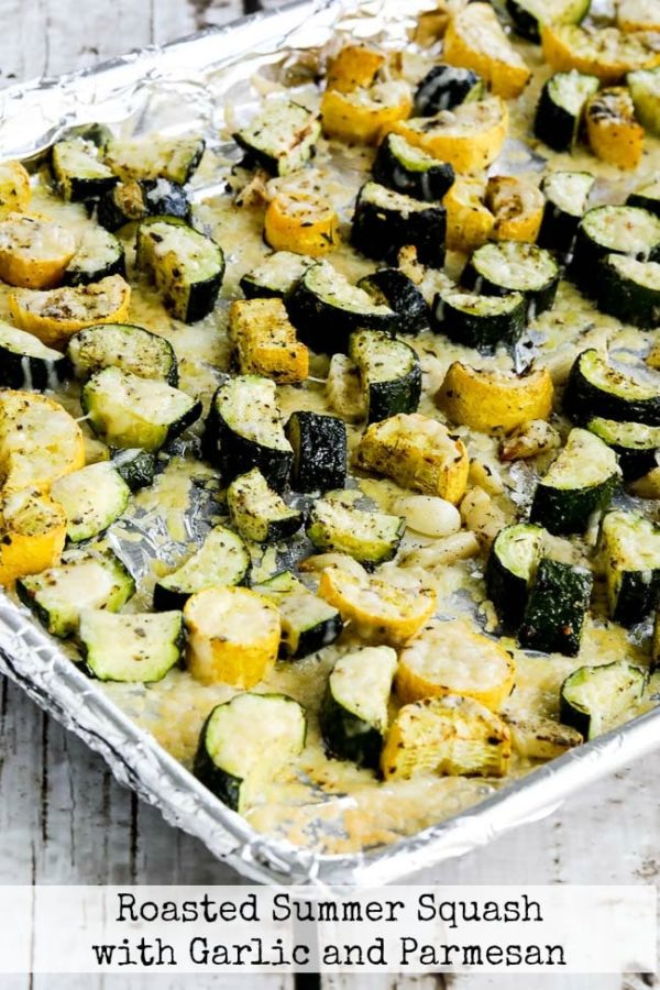 Roasted Summer Squash with Garlic and Parmesan found on Kalyn'sKitchen.com