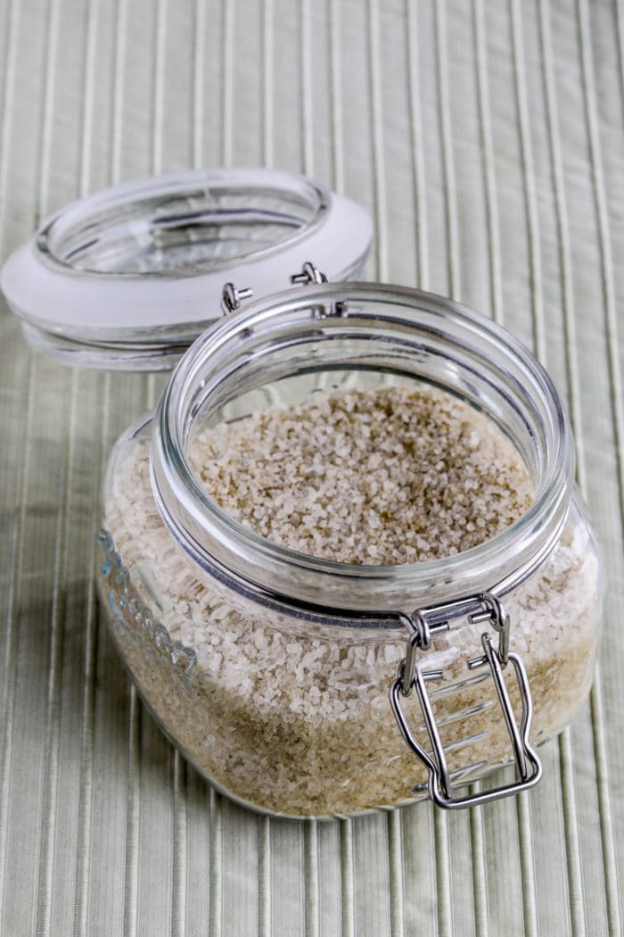 Rosemary Salt shown in glass jar