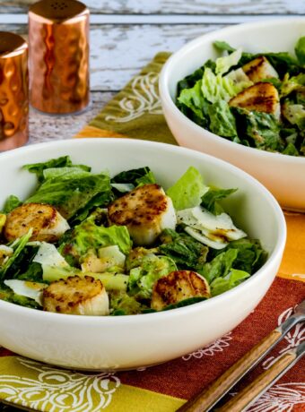 Warm Scallop Caesar Salad thumbnail image of two salads in serving bowls