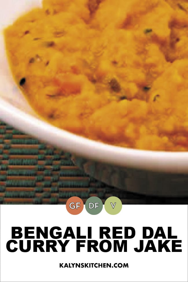 Pinterest image of Bengali Red Dal Curry from Jake
