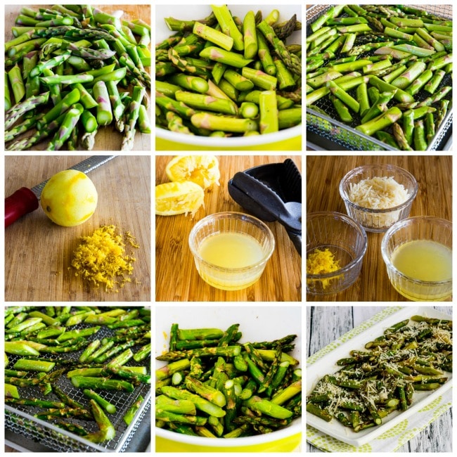Process photos collage for air fryer asparagus