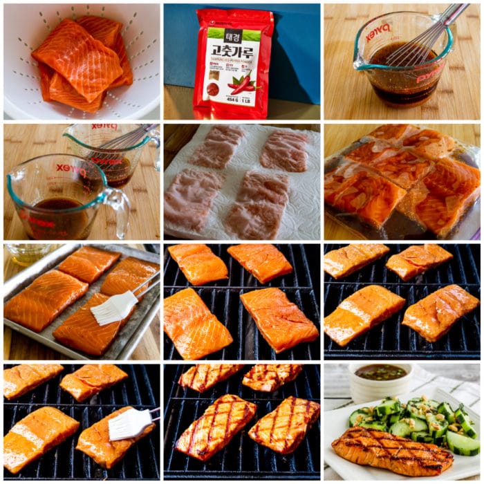 Korean Salmon with Dipping Sauce process shots collage