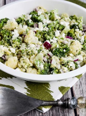 Close-up photo for Broccoli and Cauliflower Salad with Feta and Tarragon Vinaigrette