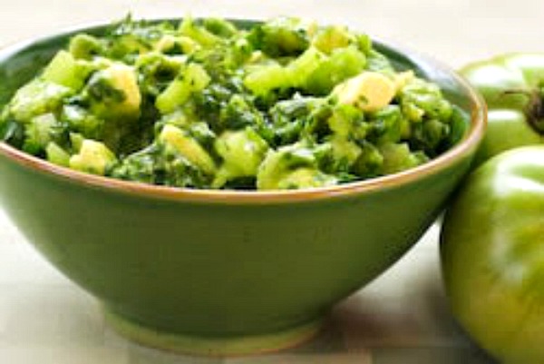 Salsa Verde with Green Tomatoes, Avocados, and Cilantro