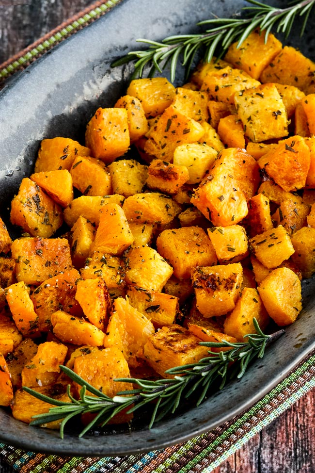 Roasted Butternut Squash with Lime and Rosemary close-up photo