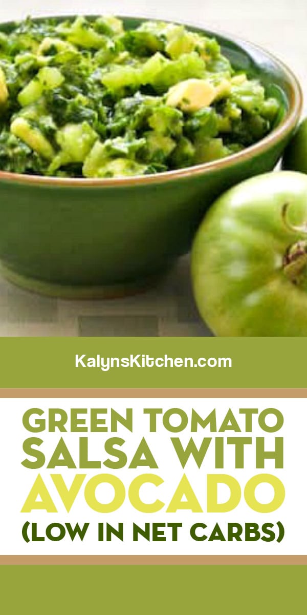Pinterest image of Green Tomato Salsa with Avocado