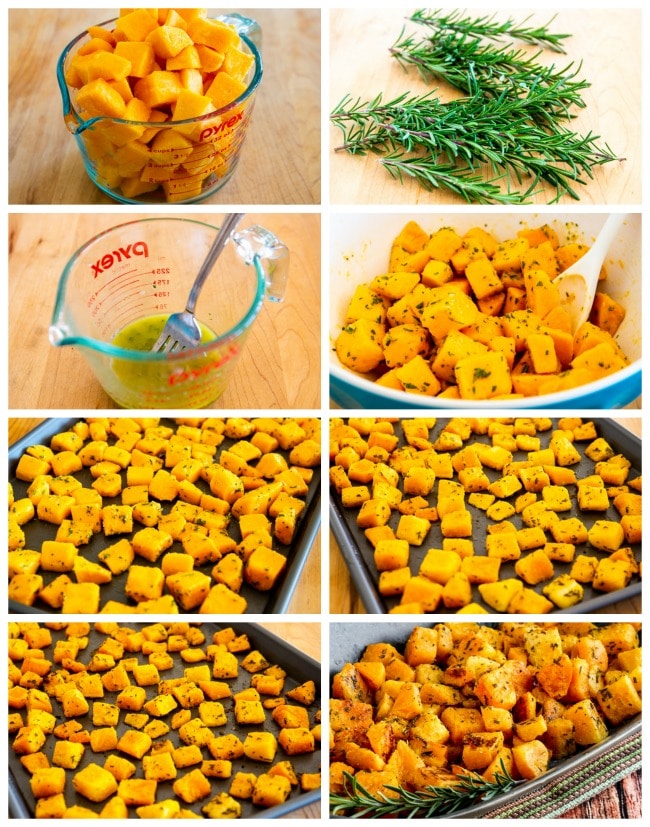 Roasted Butternut Squash with Lime and Rosemary process shots collage