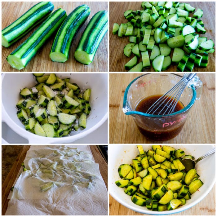 Spicy Cucumber Salad process shots collage