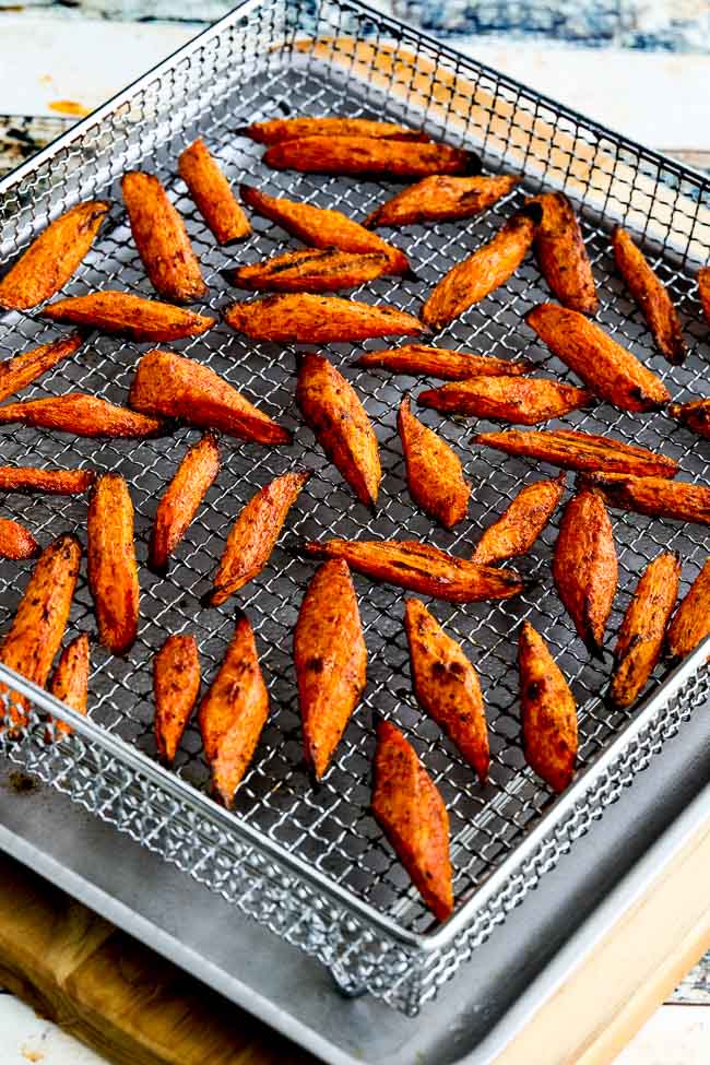 Air Fryer (or Oven) Roasted Carrots with Moroccan Spice found on KalynsKitchen.com