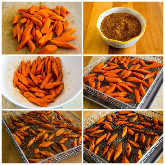 Air Fryer (or Oven) Roasted Carrots with Moroccan Spice Mix found on KalynsKitchen.com