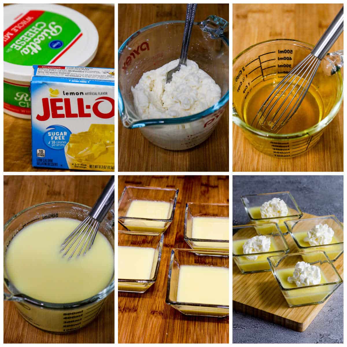 Sugar-Free Jelled Ricotta Pudding, collage showing recipe steps.
