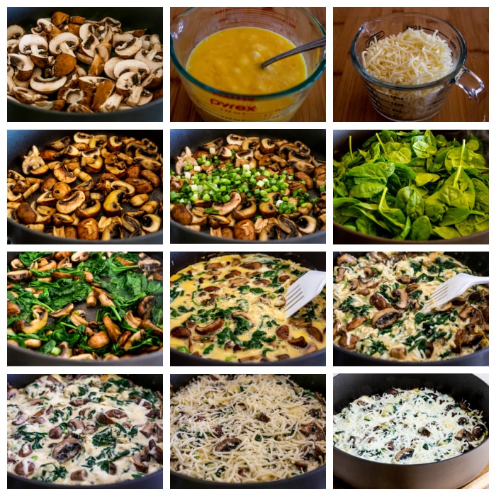 Mushroom Lover's Egg Skillet with Spinach process shots collage