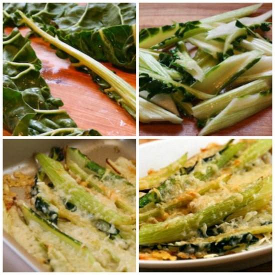 Baked Swiss Chard Stems with Olive Oil and Parmesan found on KalynsKitchen.com