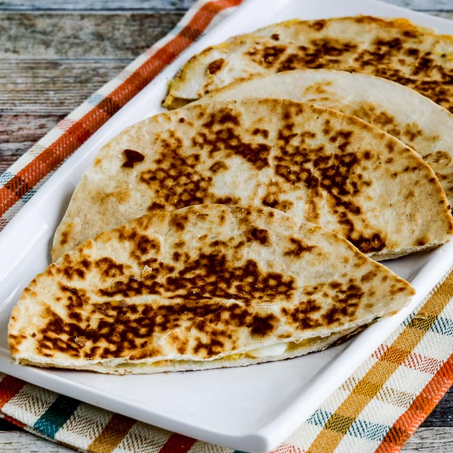 Low-Carb Egg Salad and Cheese Quesadillas found on KalynsKitchen.com