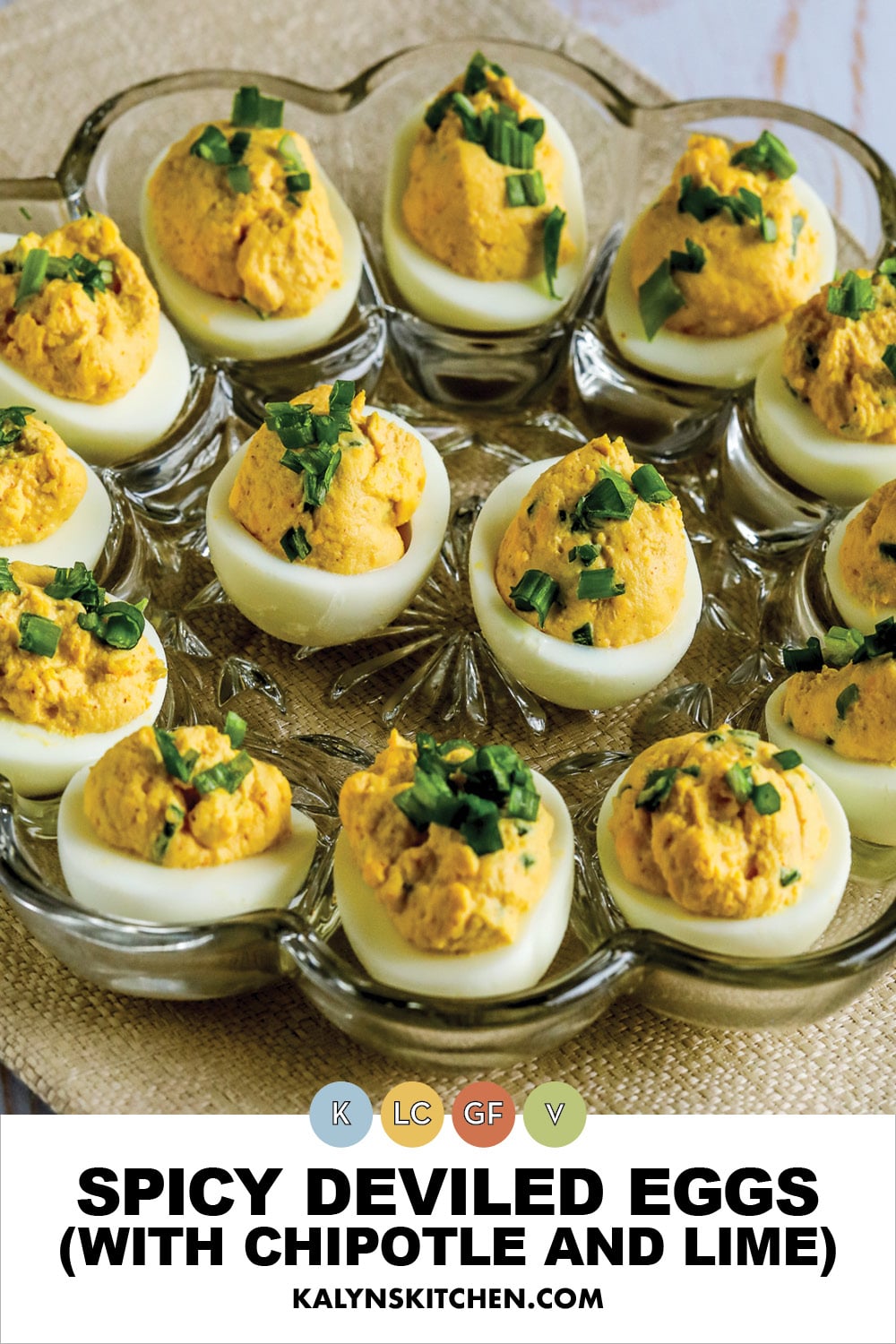 Pinterest image of Spicy Deviled Eggs (with Chipotle and Lime)
