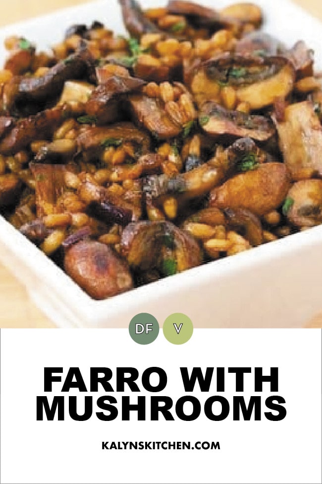 Pinterest image of Farro with Mushrooms