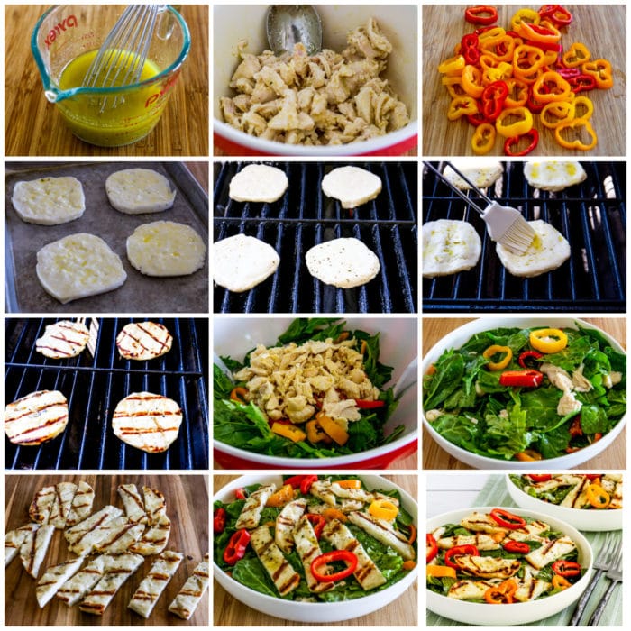 Grilled Halloumi Salad process shots collage