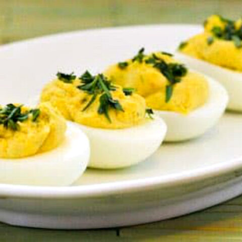 Tarragon-Mustard Deviled Eggs found on KalynsKitchen.com