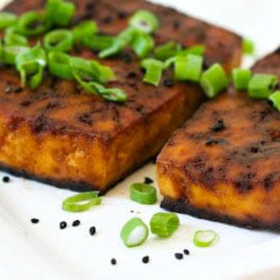 Easy Baked Tofu with Sesame and Soy Sauce found on KalynsKitchen.com