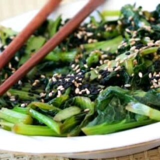 Chilled Wilted Tatsoi Salad with Sesame-Ginger Dressing