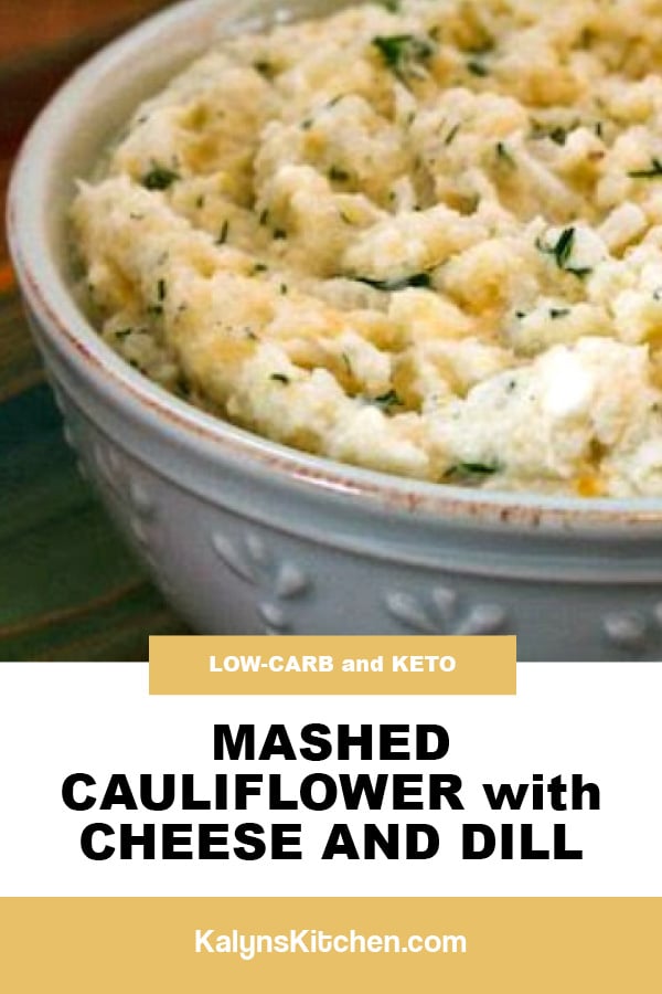 Pinterest image of Mashed Cauliflower with Cheese and Dill
