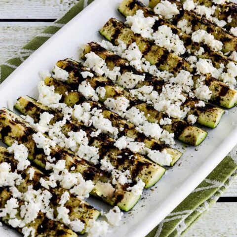 Close-up photo for Easy Low-Carb Grilled Greek Zucchini