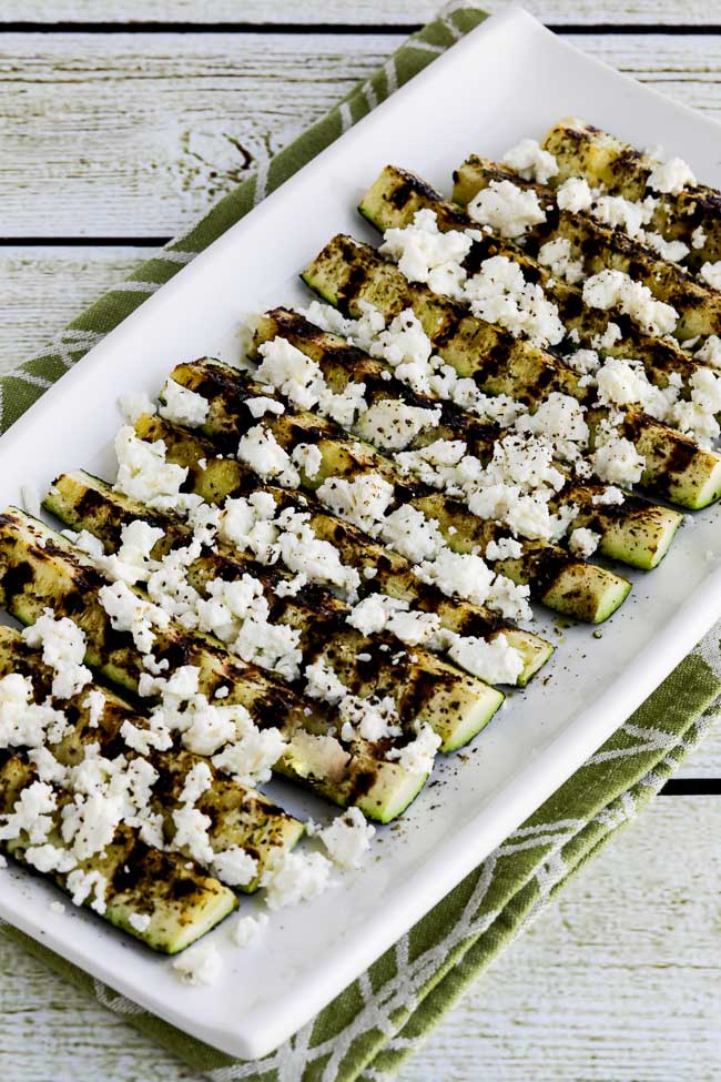 Close-up photo for Easy Low-Carb Grilled Greek Zucchini