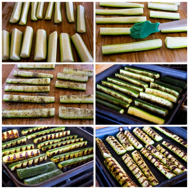 Process photos collage for Easy Low-Carb Grilled Greek Zucchini