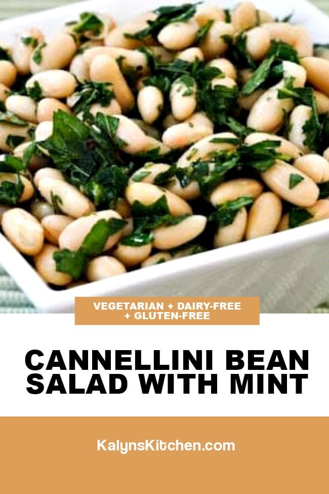 Pinterest image of Cannellini Bean Salad with Mint