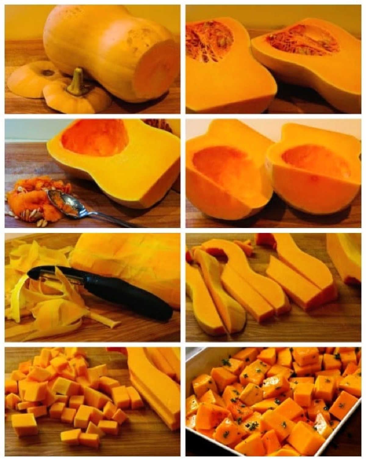 step-by-step photos for How to Peel and Cut Up a Butternut Squash