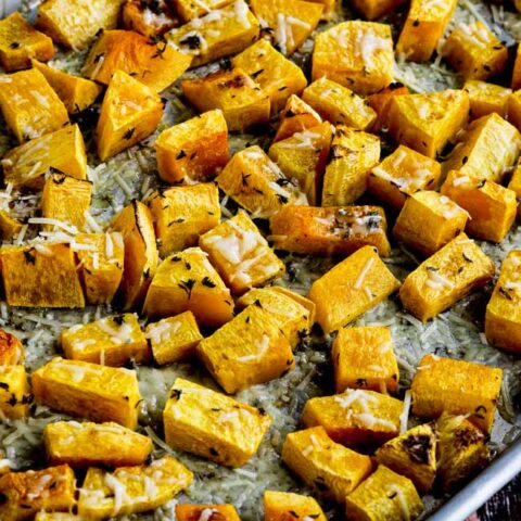 Roasted Butternut Squash with Lemon, Thyme, and Parmesan found on KalynsKitchen.com