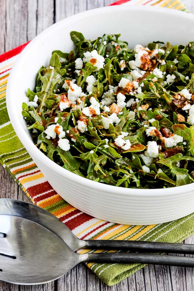 Arugula Salad with Feta and Fresh Tomato-Balsamic Vinaigrette found on KalynsKitchen.com