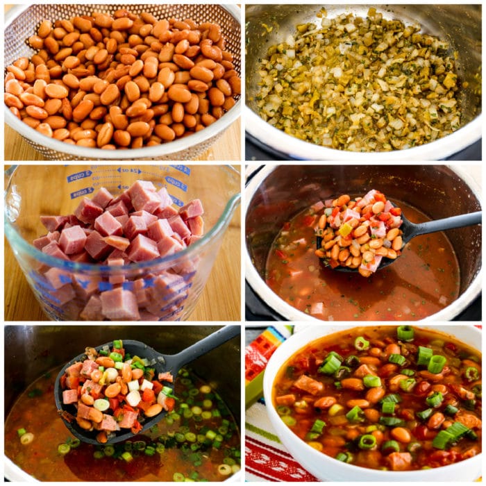 Instant Pot Ham and Bean Soup process shot collage