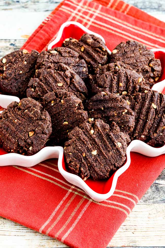 Flourless Sugar-Free Peanut Butter Chocolate Cookies found on KalynsKitchen.com