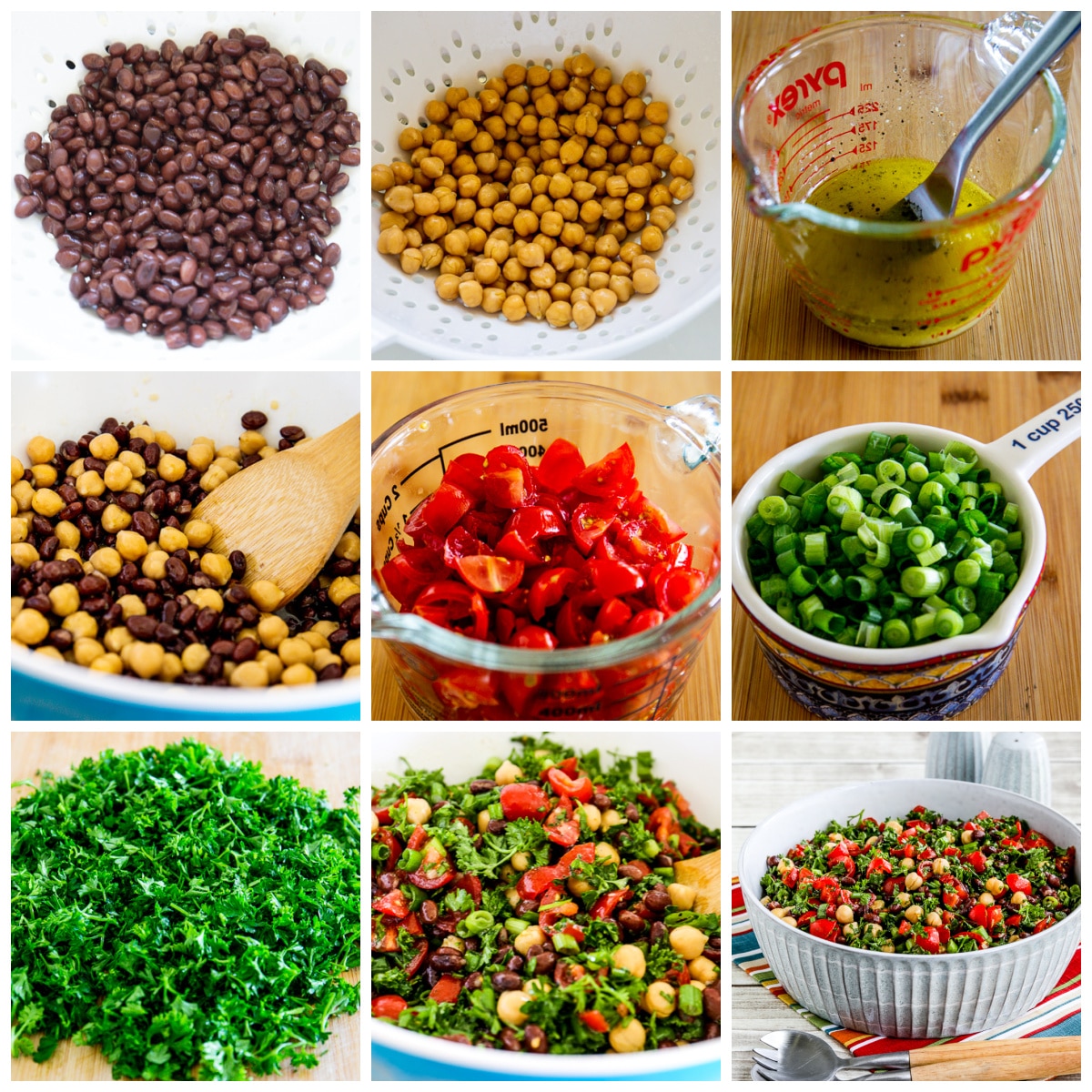 Balela Salad process shots collage