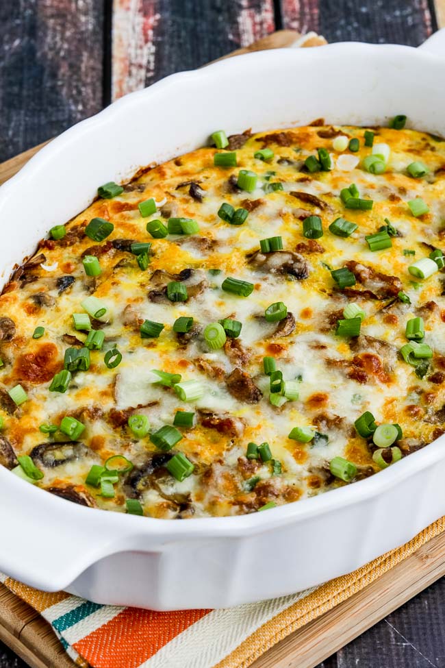 Breakfast Casserole with Italian Sausage and Mushrooms close-up photo