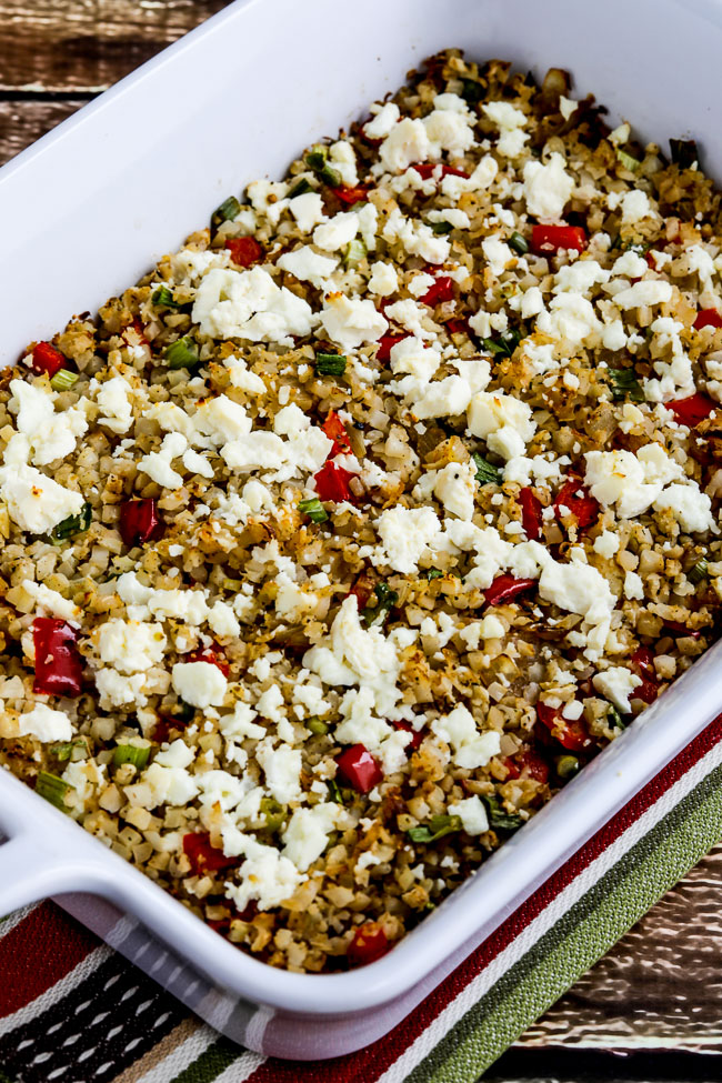 Greek Cauliflower Rice Bake close-up photo