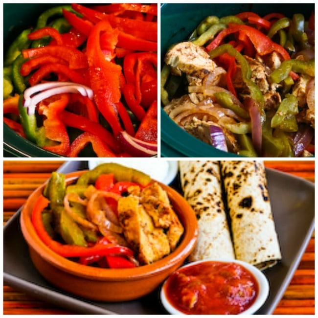 Chicken Fajitas in the Crockpot process shots collage