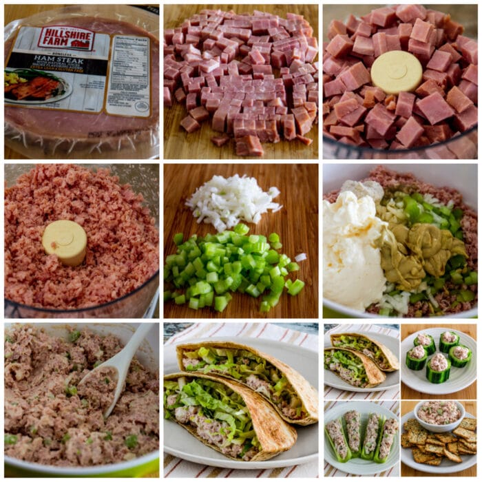process shots collage for deviled ham spread recipe
