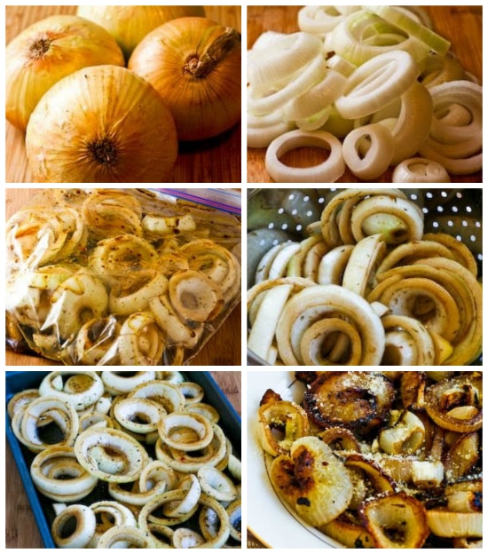 Marinated and Roasted Vidalia Onion Rings with Parmesan on KalynsKitchen.com