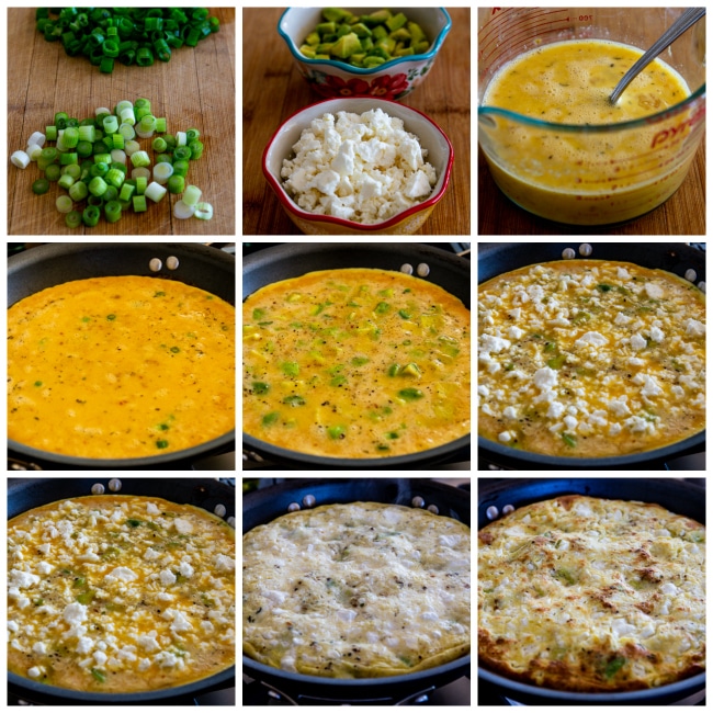 Process shots collage photo for Feta Cheese and Avocado Frittata 