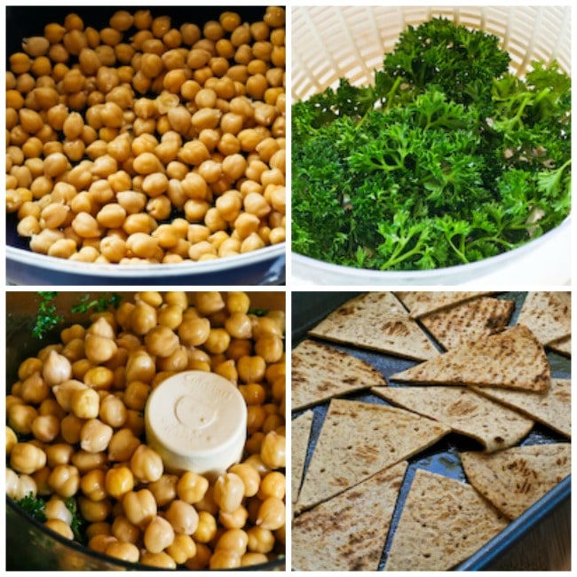 Parsley Hummus process shots collage