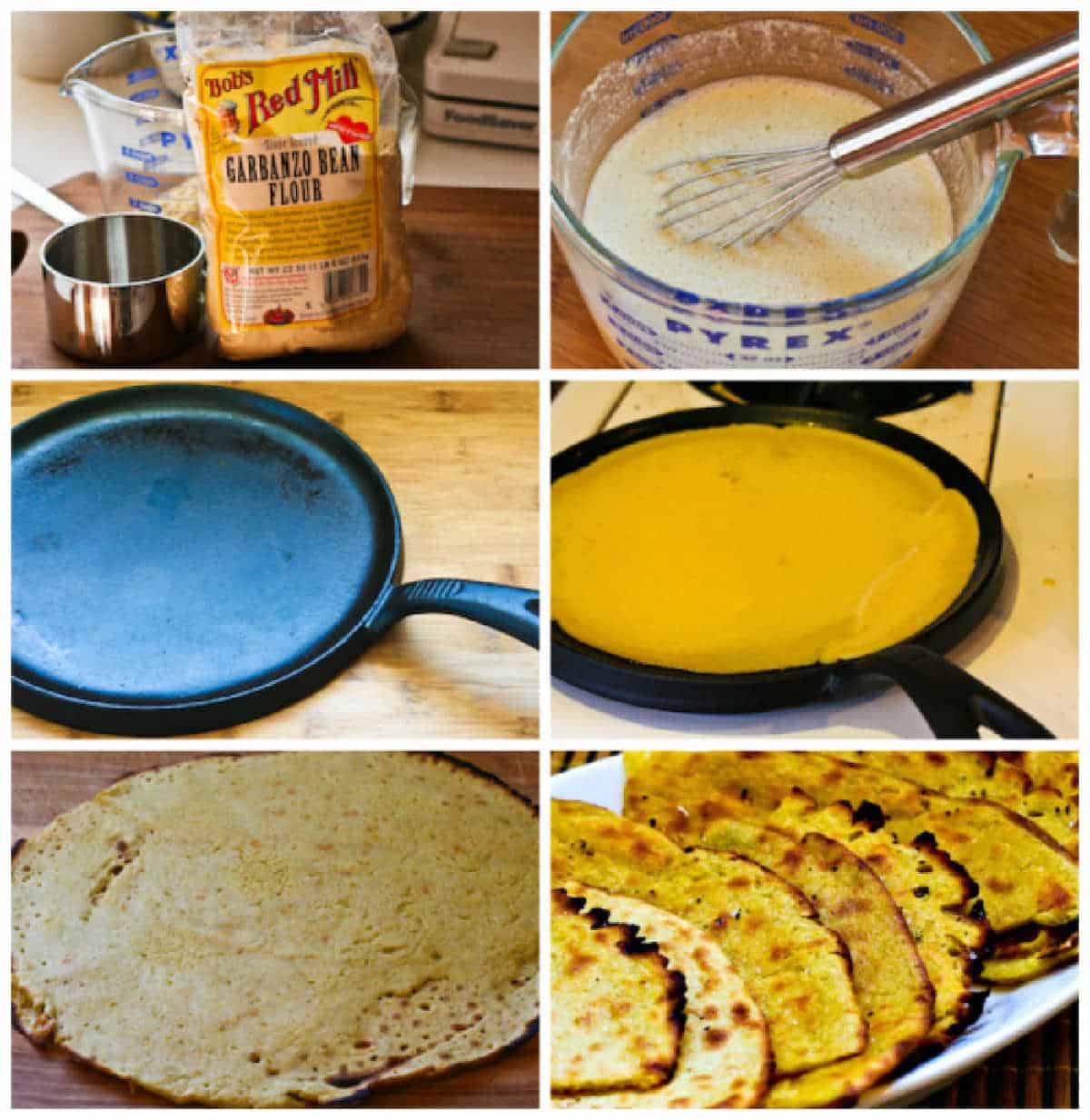 Socca collage of recipe steps