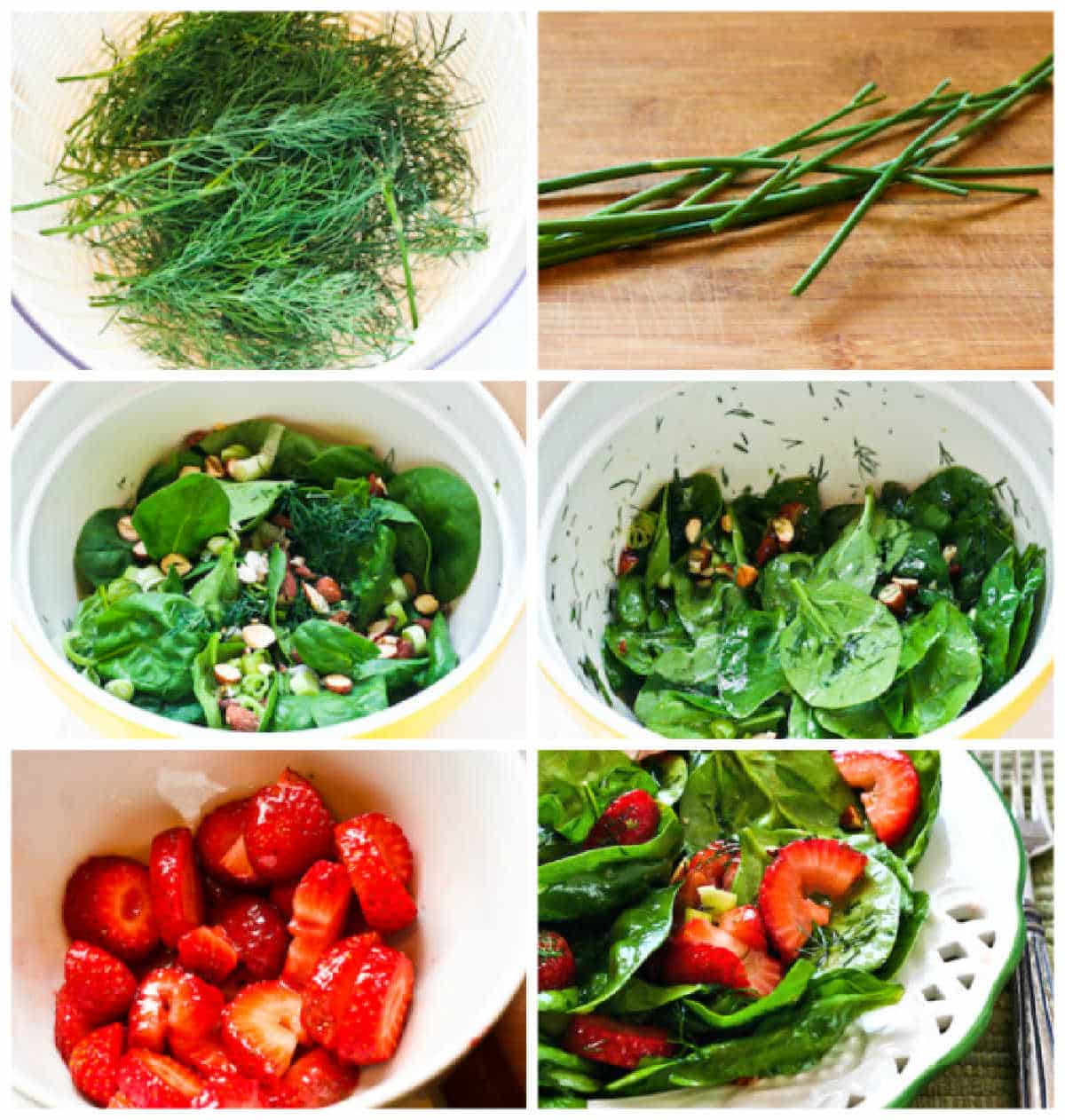 process shots collage for Strawberry Spinach Salad