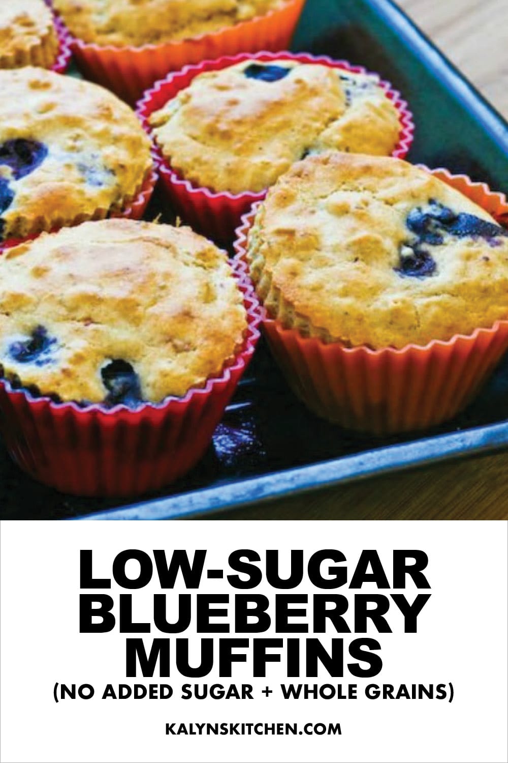 Pinterest image of Low-Sugar Blueberry Muffins