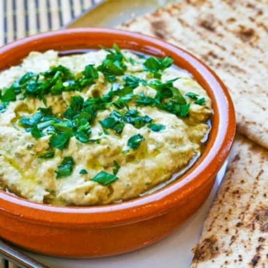 Julia Child's White Bean Hummus with Garlic and Herbs found on KalynsKitchen.com