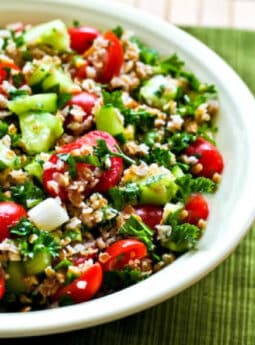 Bulgur Wheat Salad with Tomatoes, Cucumbers, Parsley, and Mint
