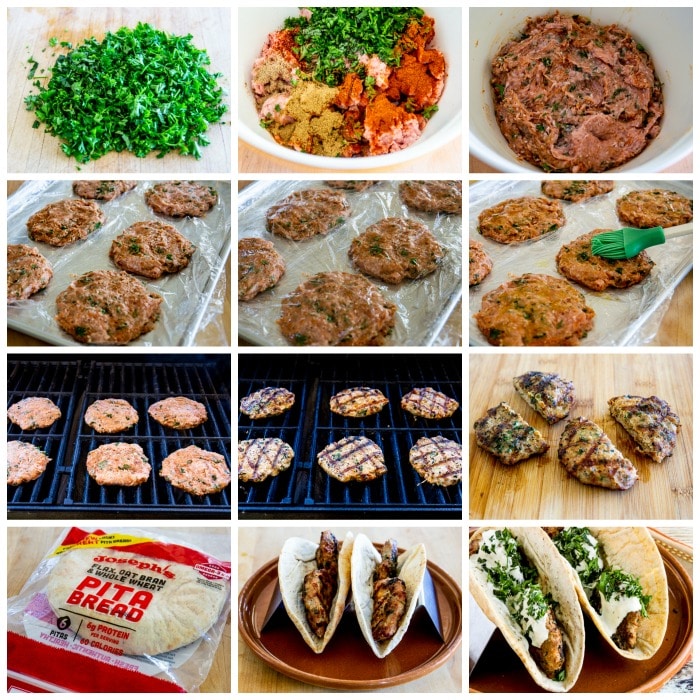 Grilled Middle Eastern Turkey Burgers process shots collage